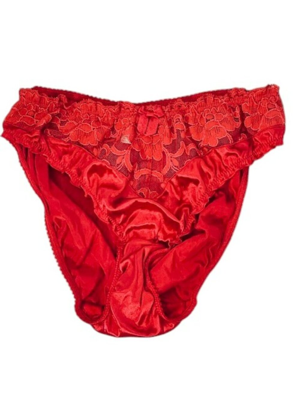 VTG 90s Victoria's Secret Second Skin Satin Lace Red Bikini Panties Medium/6